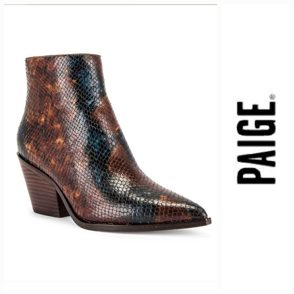 Stunning Paige Embossed Leather Western Chic Booties - Picture 1 of 5